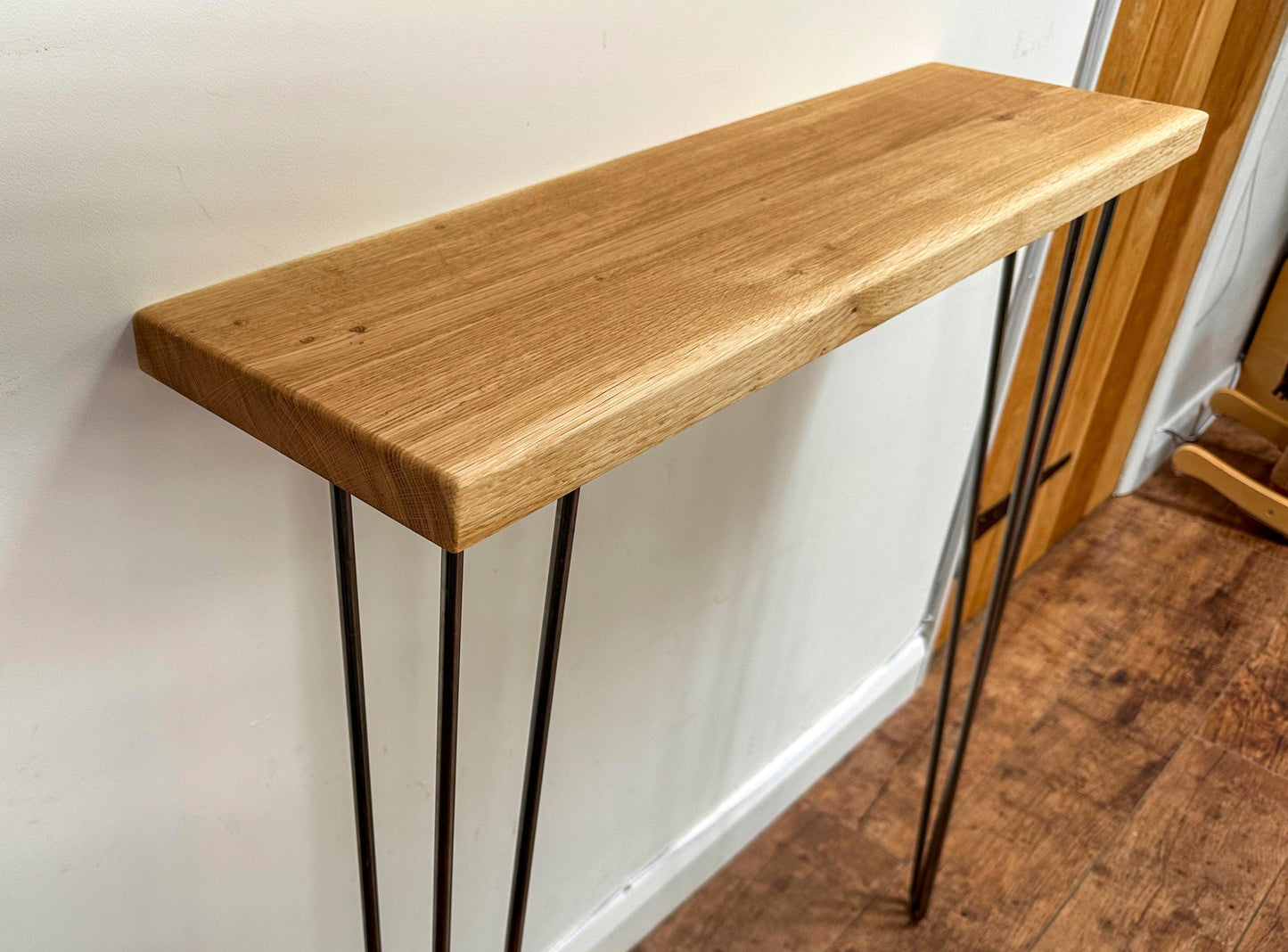 Oak Console Table with Hairpin Legs - adrian-4cf6