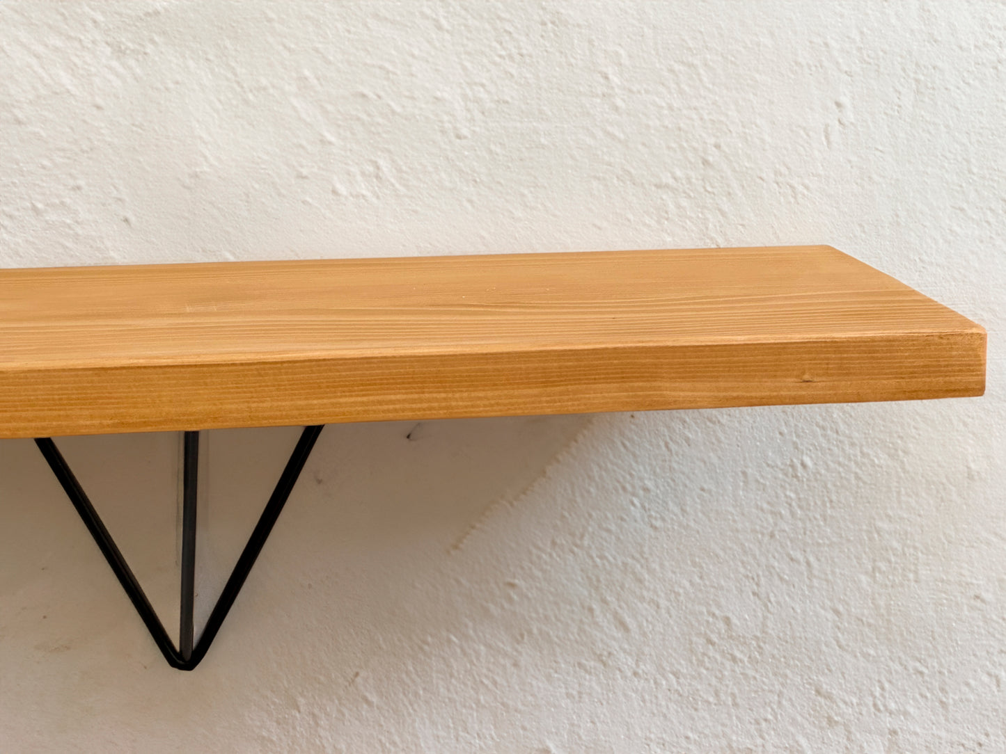 Wooden shelf on prism bracket with Fiddes colour range