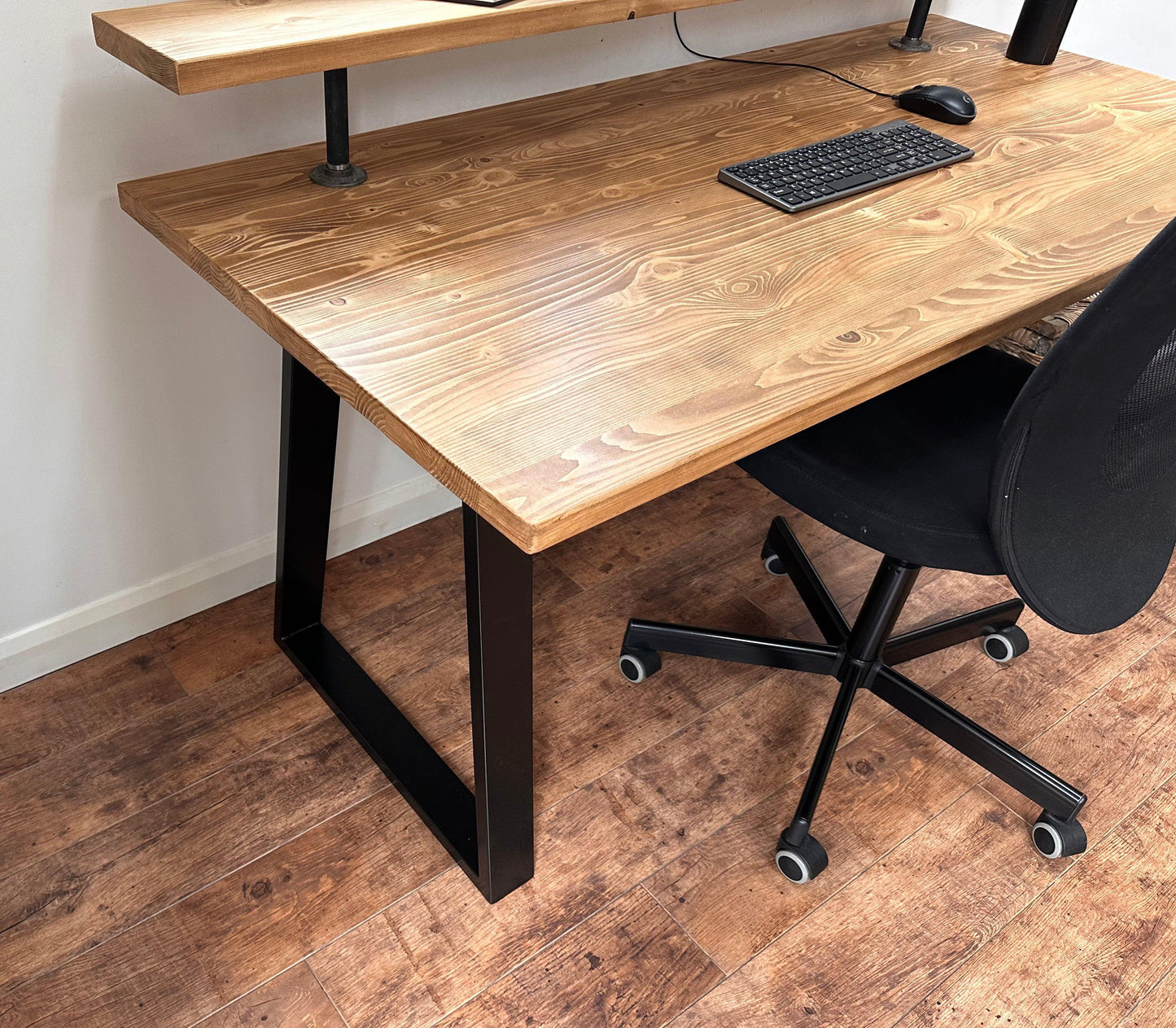 Desk with Monitor Shelf and Custom Legs - adrian-4cf6