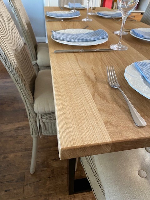 Oak Dining Table with Metal Legs