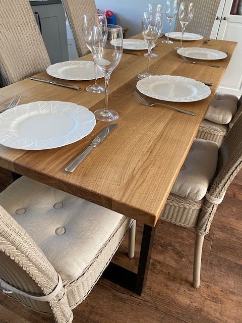 Oak Dining Table with Metal Legs