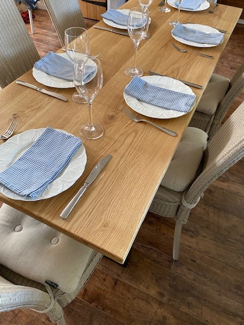 Oak Dining Table with Metal Legs