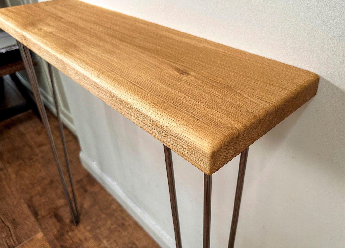 Oak Console Table with Hairpin Legs - adrian-4cf6