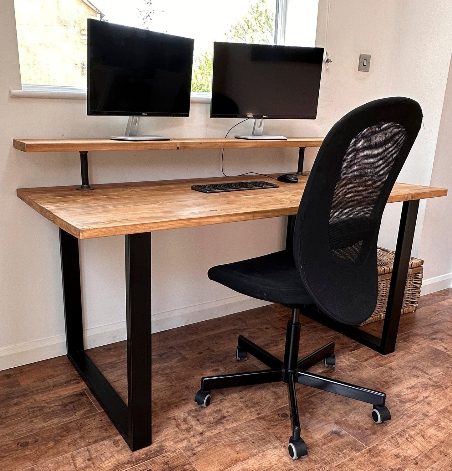 Desk with Monitor Shelf and Custom Legs - adrian-4cf6