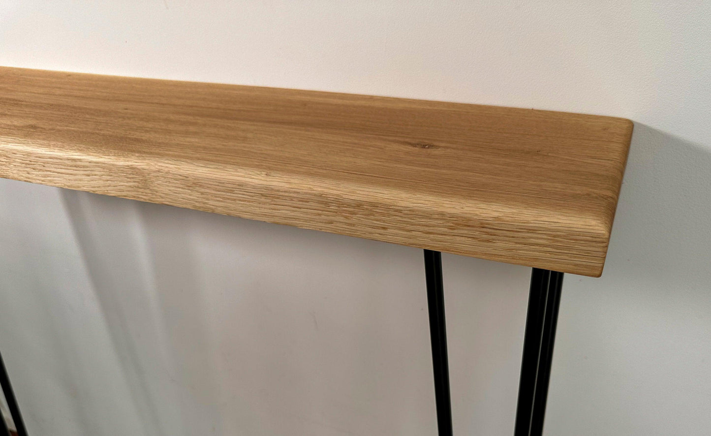Oak Console Table with Hairpin Legs - adrian-4cf6