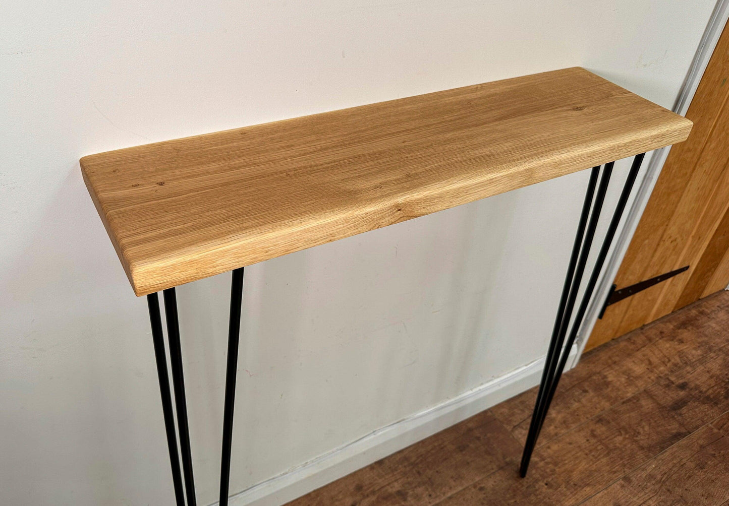 Oak Console Table with Hairpin Legs - adrian-4cf6