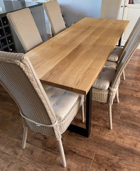 Oak Dining Table with Metal Legs