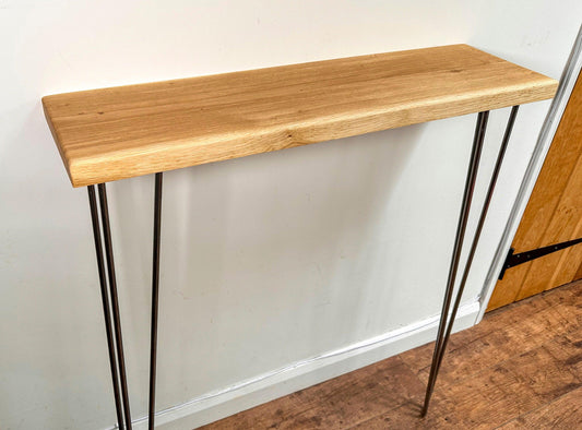 Oak Console Table with Hairpin Legs - adrian-4cf6